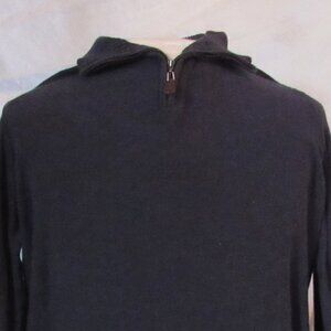 British Khaki Blue Quarter Zip Sweater Size Large 100% Cotton EUC